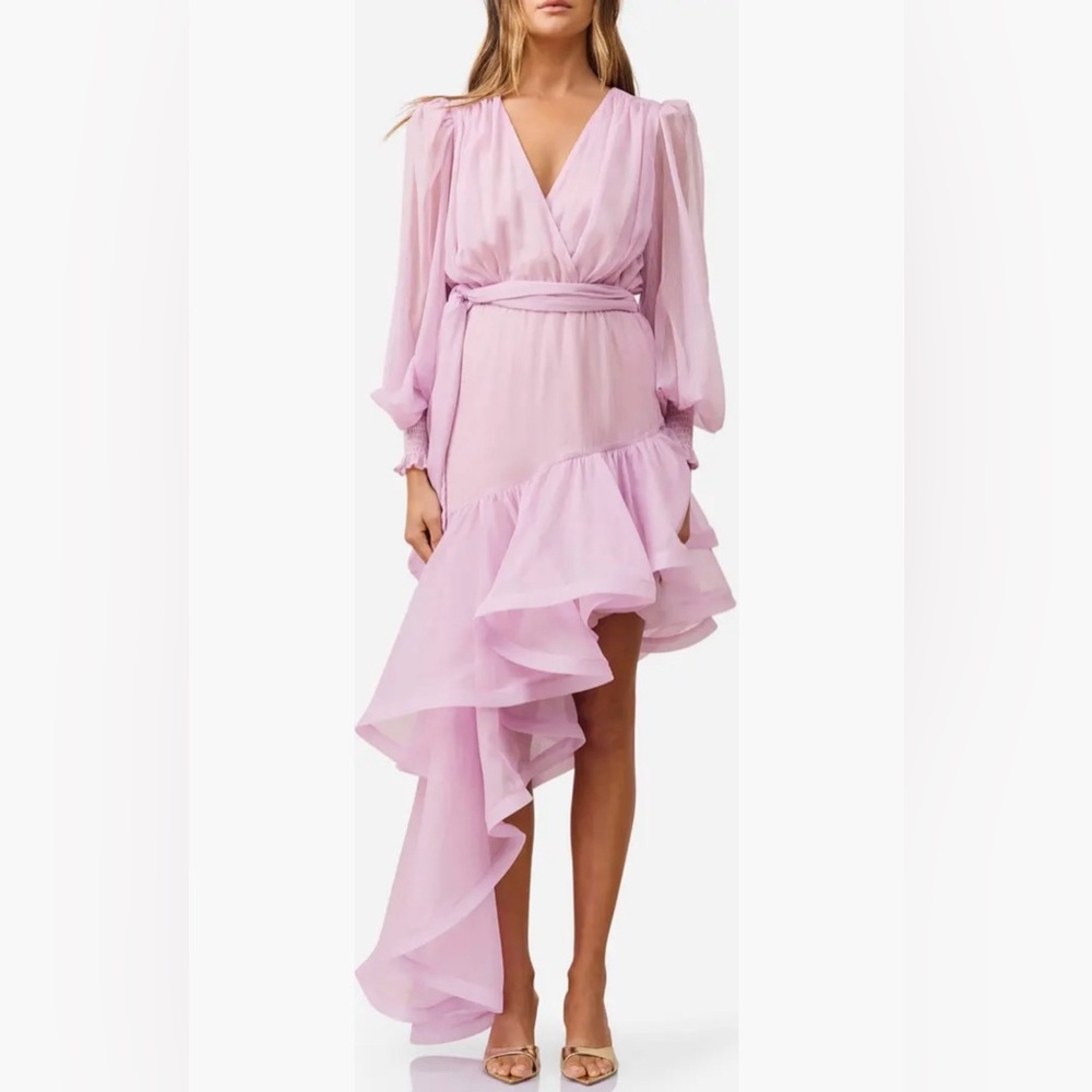 Elliatt Lilac Asymmetrical Ruffled Wrap Dress